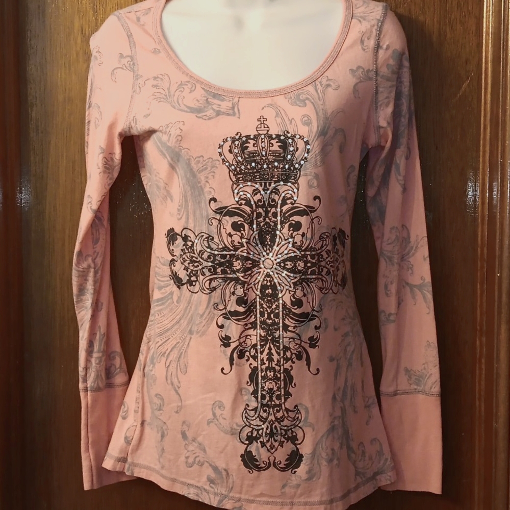 Rock 47 Wrangler long sleeve top medium size Pink